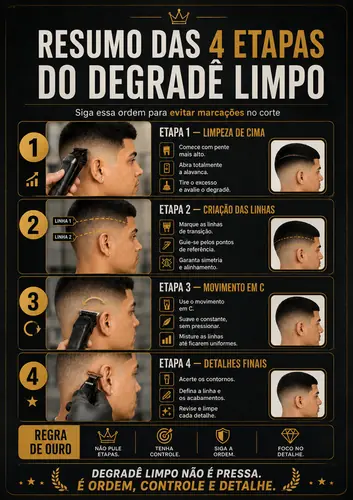 Resumo das 4 etapas do degradê limpo
